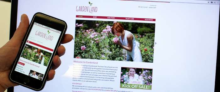 Gardenland website home page image Gardenland website home page and mobile image