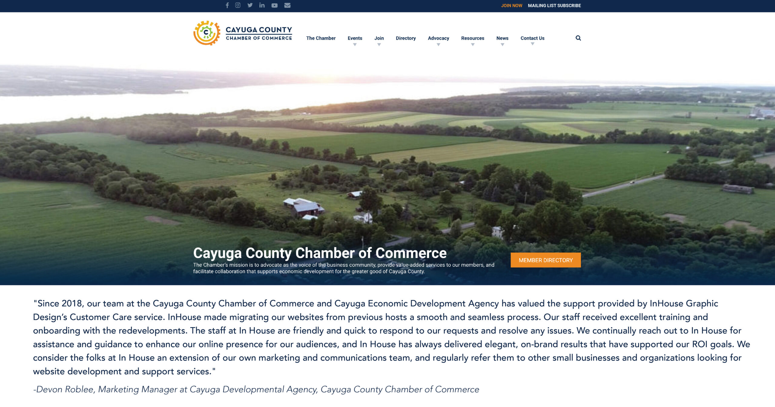 Cayuga Chamber Of Commerce News Post Tesimonial