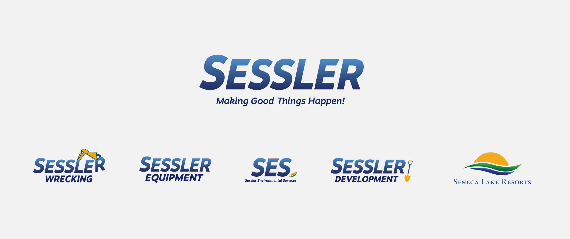 Sessler Family Of Logos Blue Gradient Grey Background